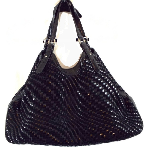 Cole Haan Black Woven Tote Bag